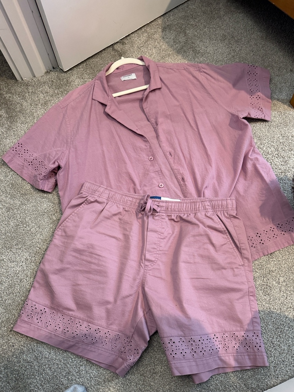 Old Navy Mauve Button-Up Top & Drawstring Shorts Set